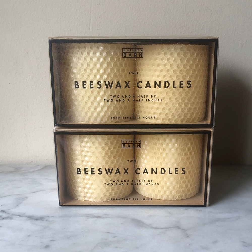 POTTERY BARN 2 1/2 x 2 1/2” Beeswax Candles - 2 boxes of 2